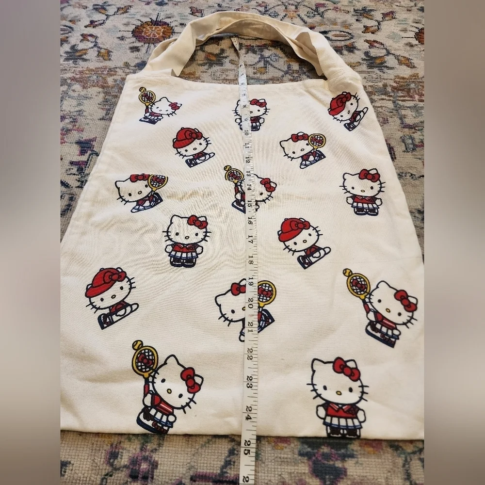 Hello Kitty Canvas Tote Bag Red + White Design, Pne Size